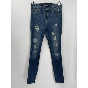 Hollister 5R Super Skinny Jeans Womens Dark Wash Distressed High Rise‎ W27 L30